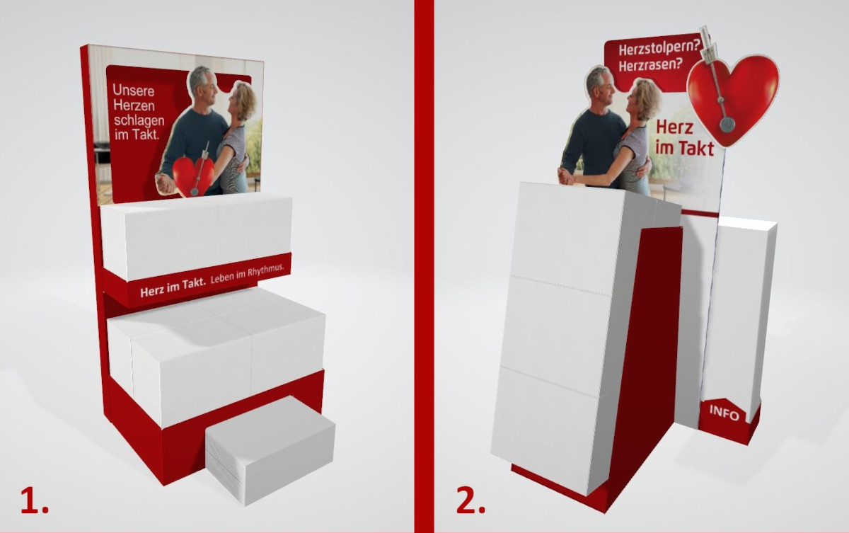 Collage aus verschiedenen Ansichten von Produktdisplays