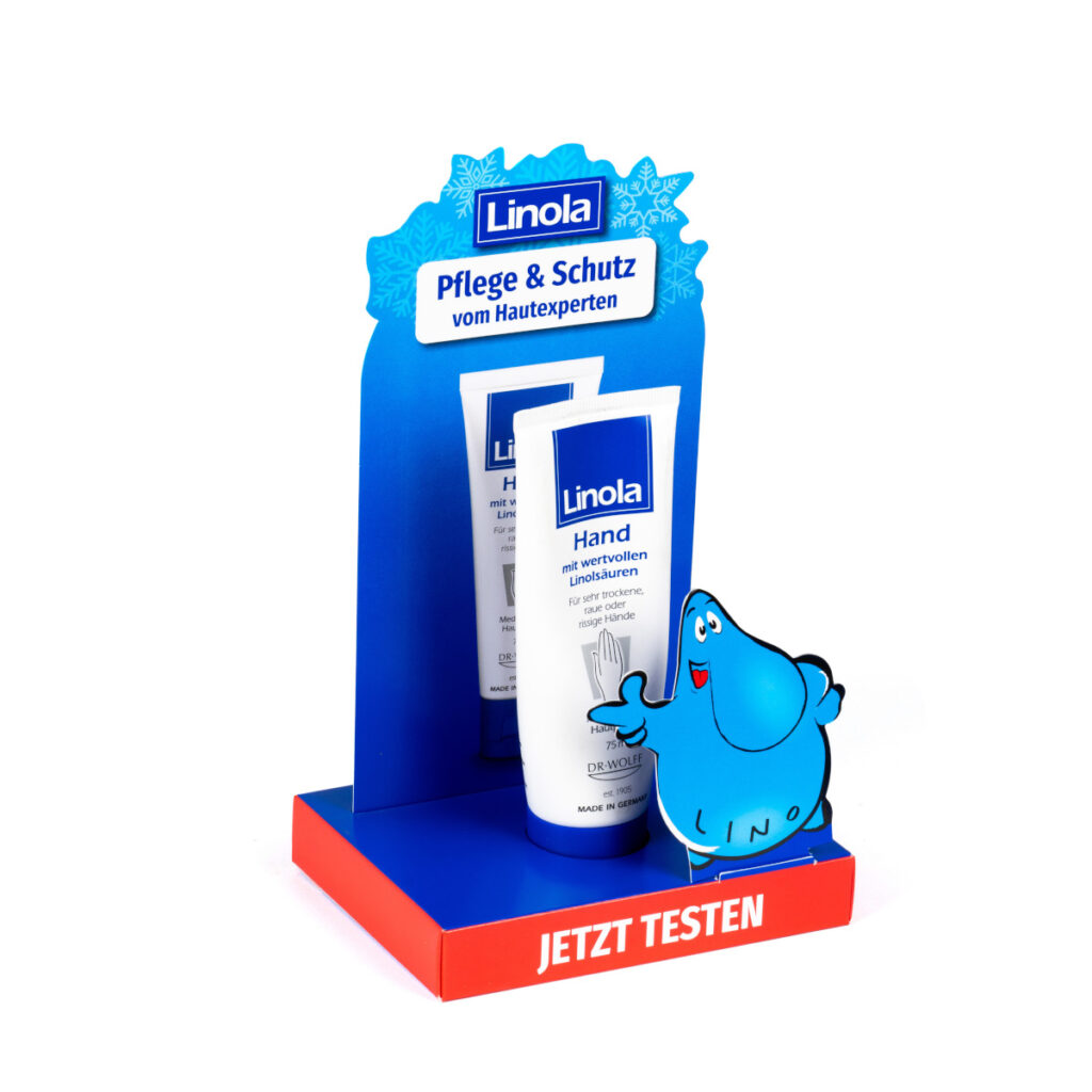 Beispiel für ein Thekendisplay für eine Salbentube.