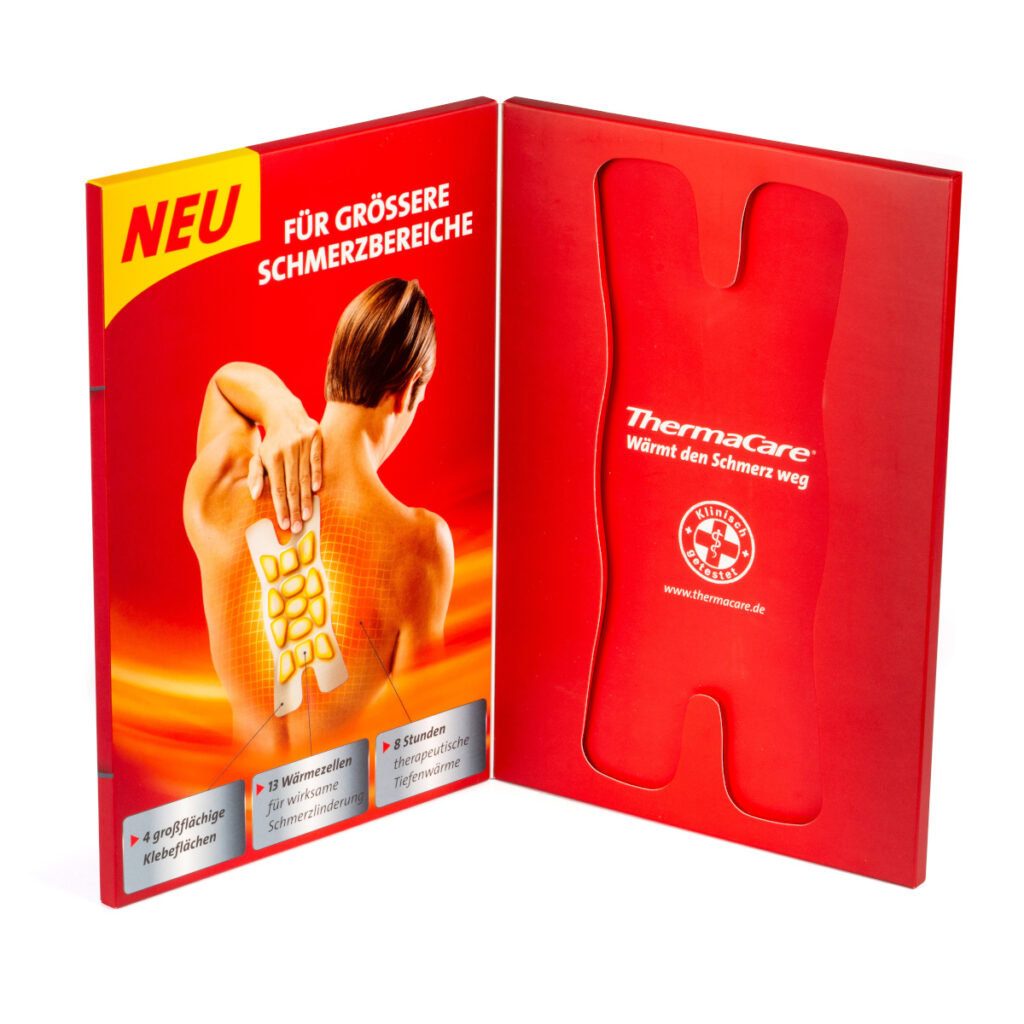 Beispiel für eine Verpackung mit Aussparung für das angebotene Produkt.